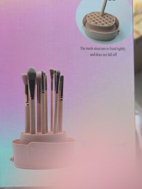 Unk Pink and Rose Gold 10-Piece Makeup Brush Set with Stand